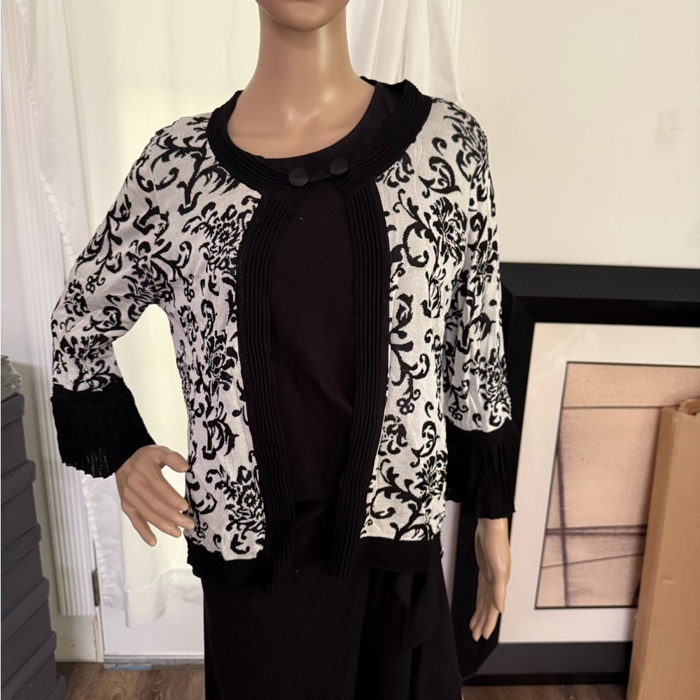 Elegant Black and White Women's Cardigan